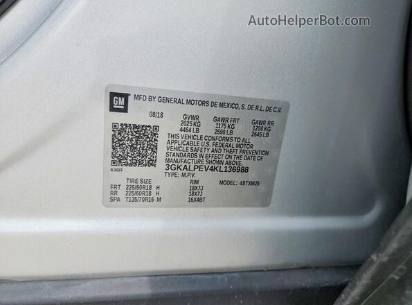 3GKALPEV4KL136988 2019 GMC TERRAIN Silver 