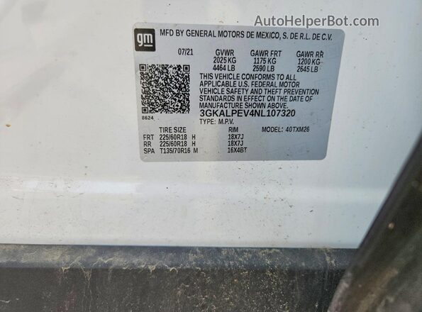 3GKALPEV4NL107320 2022 GMC TERRAIN White 