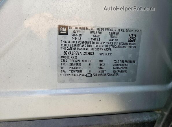 3GKALPEV7JL242673 2018 GMC TERRAIN Silver 