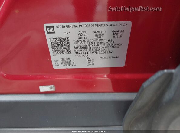 3GKALPEV7NL159167 2022 GMC TERRAIN Red Вид підкапотного простору