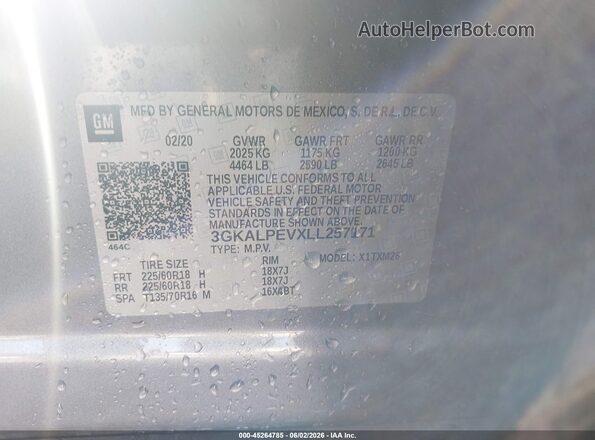 3GKALPEVXLL257171 2020 GMC TERRAIN Серый Вид подкапотного пространства