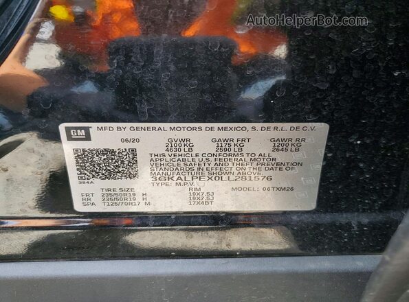 3GKALPEX0LL281576 2020 GMC TERRAIN Black VIN sticker view