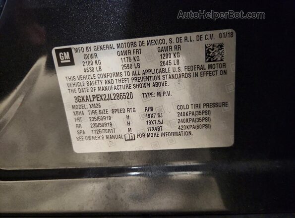 3GKALPEX2JL286520 2018 GMC TERRAIN Угольный 