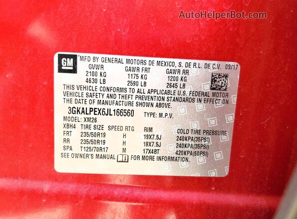 3GKALPEX6JL166560 2018 GMC TERRAIN Red 