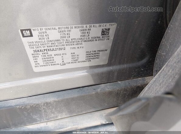 3GKALPEX6JL213912 2018 GMC TERRAIN Серый Вид подкапотного пространства