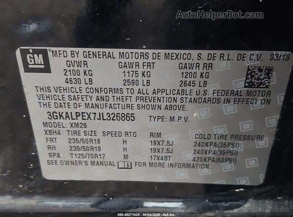 3GKALPEX7JL326865 2018 GMC TERRAIN Black Շարժիչի բաժամունքի տեսք