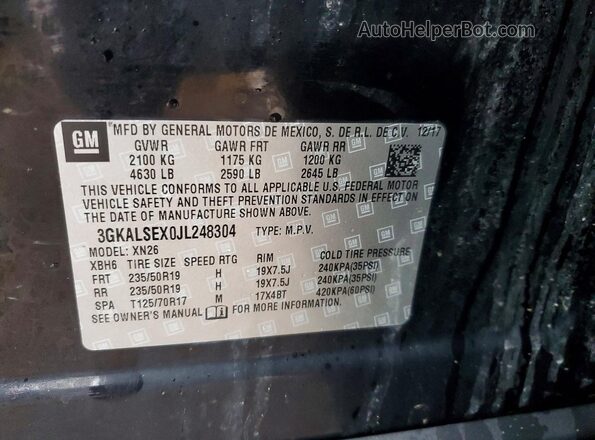 3GKALSEX0JL248304 2018 GMC TERRAIN Black VIN კოდის სტიკერის ხედი