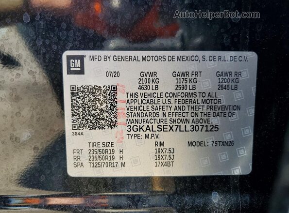 3GKALSEX7LL307125 2020 GMC TERRAIN Black Engine compartment view