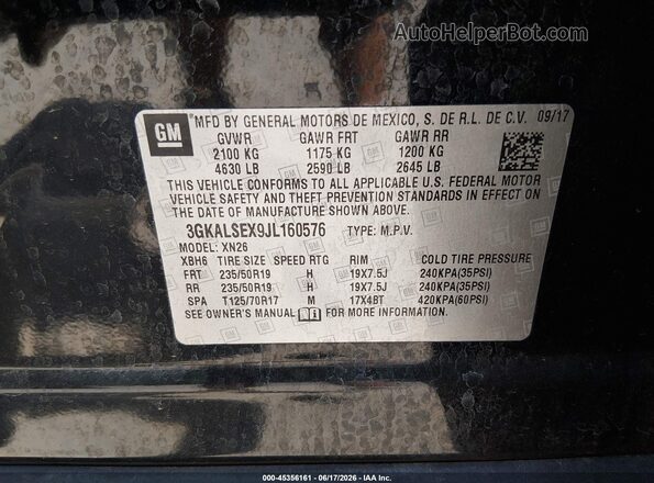 3GKALSEX9JL160576 2018 GMC TERRAIN Черный Вид подкапотного пространства
