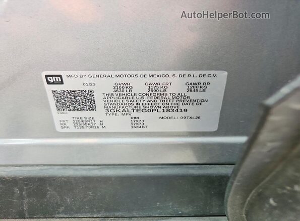 3GKALTEG0PL183419 2023 GMC TERRAIN Gray 