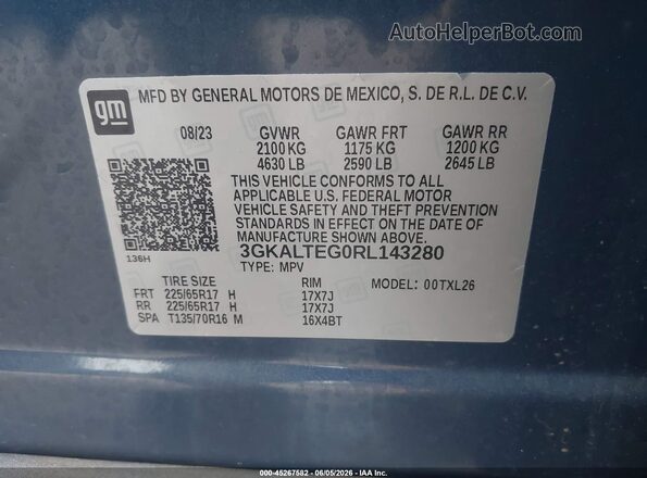 3GKALTEG0RL143280 2024 GMC TERRAIN Dark Blue Engine compartment view