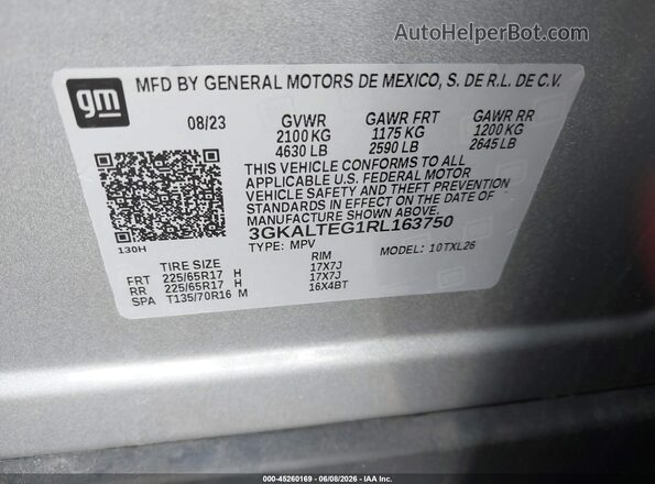3GKALTEG1RL163750 2024 GMC TERRAIN Silver Вид підкапотного простору