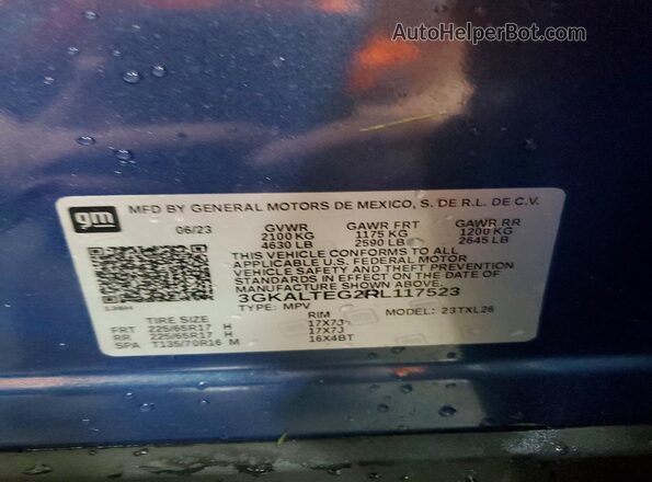 3GKALTEG2RL117523 2024 GMC TERRAIN Синий Панорамный вид салона 360°