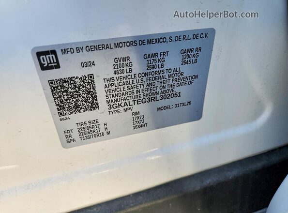 3GKALTEG3RL302051 2024 GMC TERRAIN White 