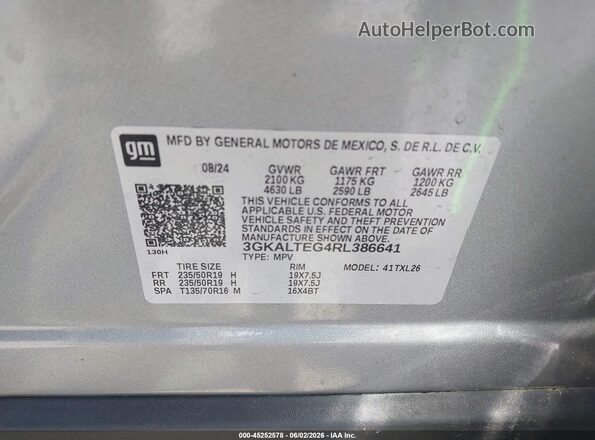 3GKALTEG4RL386641 2024 GMC TERRAIN Silver Widok komory silnika