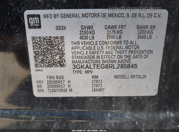 3GKALTEG8RL285845 2024 GMC TERRAIN Black Widok komory silnika