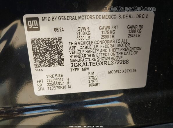 3GKALTEGXRL372288 2024 GMC TERRAIN Black ძრავის განყოფილების ხედი
