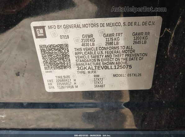 3GKALTEV0LL125075 2020 GMC TERRAIN Black Widok komory silnika