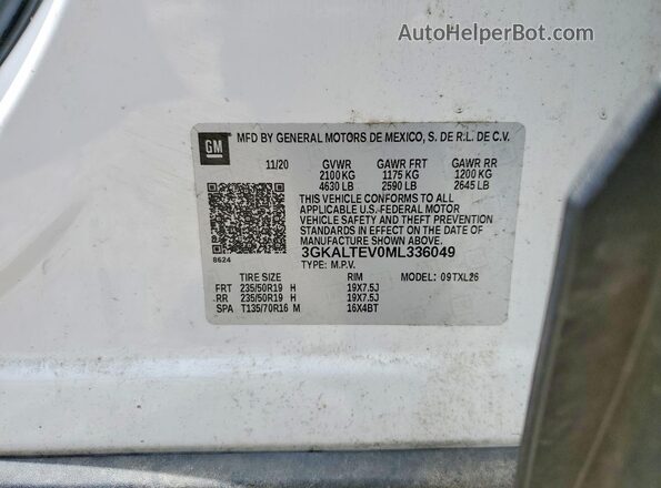 3GKALTEV0ML336049 2021 GMC TERRAIN White ძრავის განყოფილების ხედი