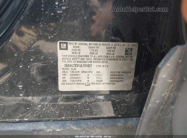 3GKALTEV1JL151827 2018 GMC TERRAIN Black ძრავის განყოფილების ხედი