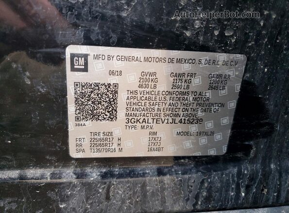 3GKALTEV1JL415239 2018 GMC TERRAIN Black VIN կոդի պիտակի տեսք