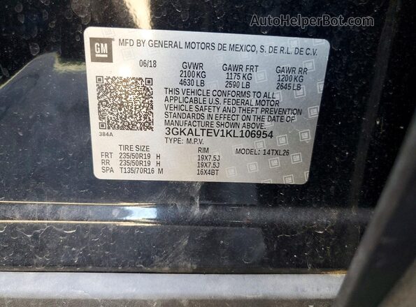 3GKALTEV1KL106954 2019 GMC TERRAIN Black 