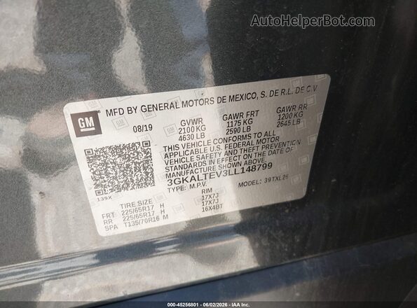 3GKALTEV3LL148799 2020 GMC TERRAIN Gray Engine compartment view