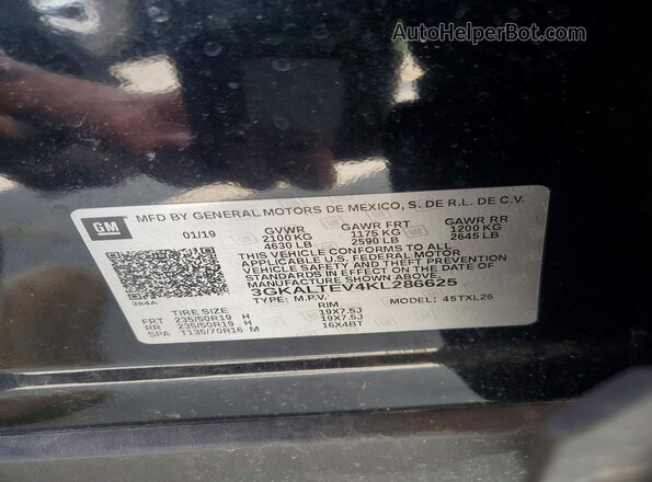 3GKALTEV4KL286625 2019 GMC TERRAIN Черный 