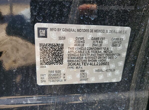 3GKALTEV4LL210601 2020 GMC TERRAIN Black Widok naklejki z numerem VIN
