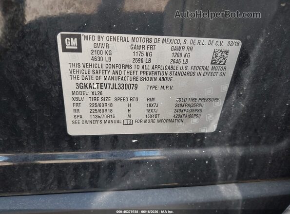3GKALTEV7JL330079 2018 GMC TERRAIN Black Շարժիչի բաժամունքի տեսք