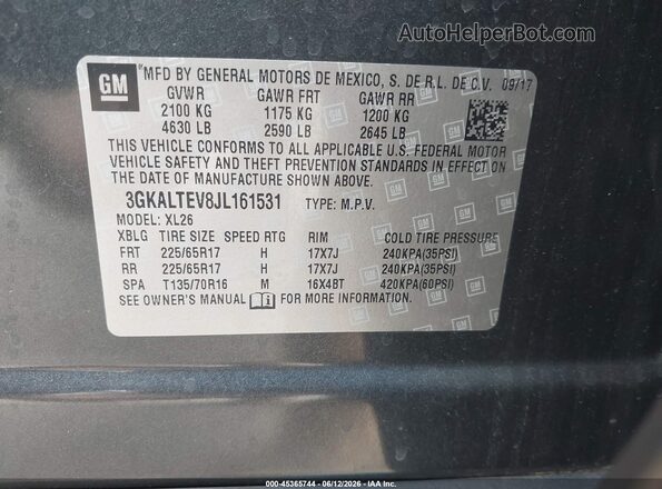 3GKALTEV8JL161531 2018 GMC TERRAIN Gray Engine compartment view