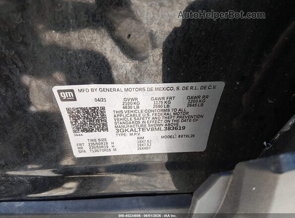 3GKALTEV8ML383619 2021 GMC TERRAIN Black Engine compartment view