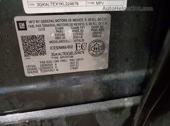 3GKALTEX1KL224679 2019 GMC TERRAIN Charcoal სალონის 360-გრადუსიანი ხედი