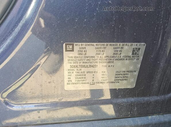 3GKALTEX6JL284231 2018 GMC TERRAIN Blue 
