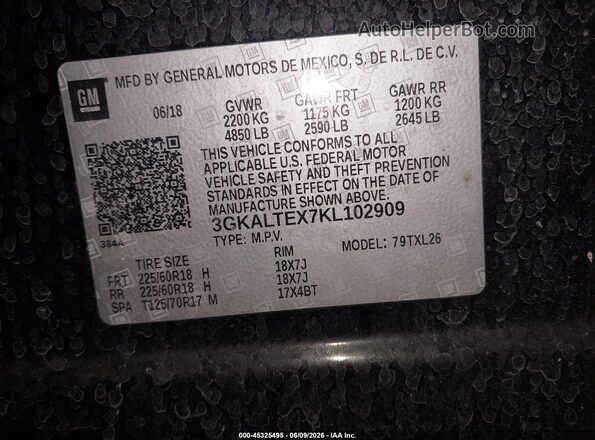 3GKALTEX7KL102909 2019 GMC TERRAIN Black Շարժիչի բաժամունքի տեսք