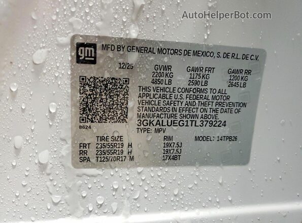 3GKALUEG1TL379224 2026 GMC TERRAIN White სალონის 360-გრადუსიანი ხედი