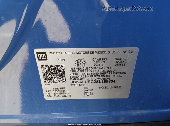 3GKALUEG2SL189804 2025 GMC TERRAIN Blue ძრავის განყოფილების ხედი