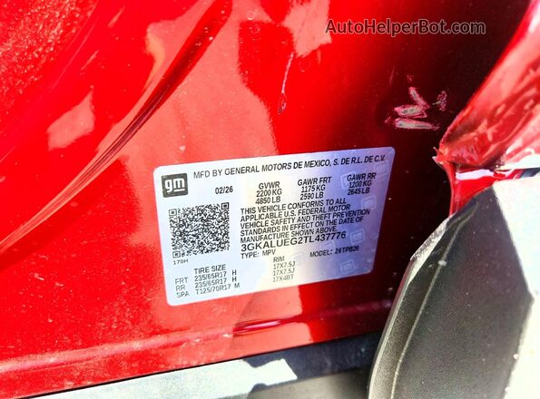 3GKALUEG2TL437776 2026 GMC TERRAIN Red Vista de la etiqueta del VIN