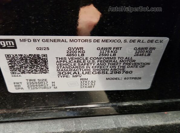 3GKALUEG6SL296760 2025 GMC TERRAIN Black 360 interior view