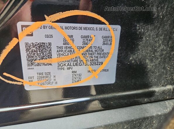 3GKALUEG7SL325229 2025 GMC TERRAIN Black VIN կոդի պիտակի տեսք