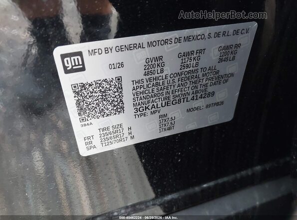 3GKALUEG8TL414289 2026 GMC TERRAIN Black ძრავის განყოფილების ხედი