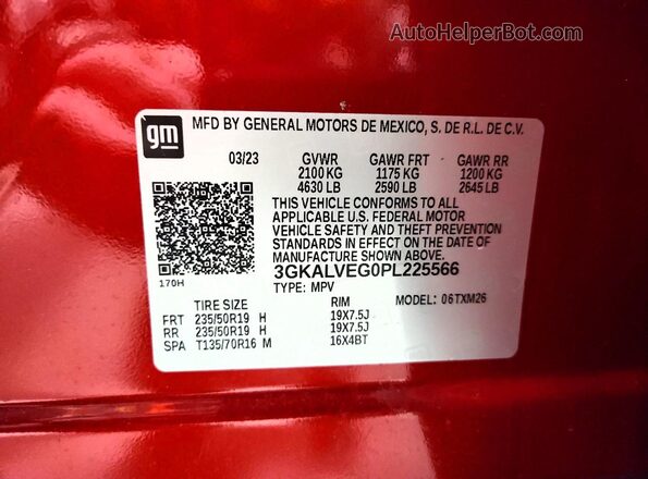 3GKALVEG0PL225566 2023 GMC TERRAIN Burgundy 