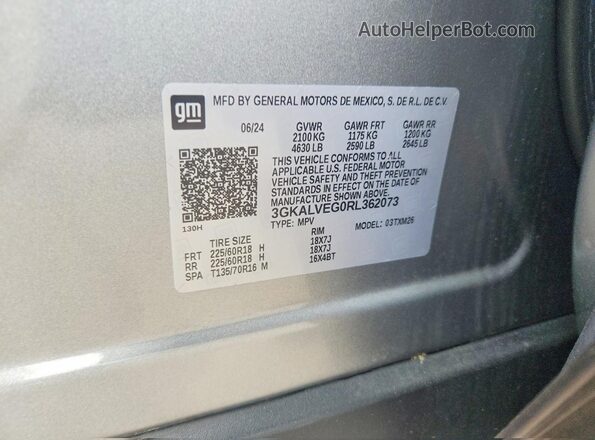 3GKALVEG0RL362073 2024 GMC TERRAIN Gray 