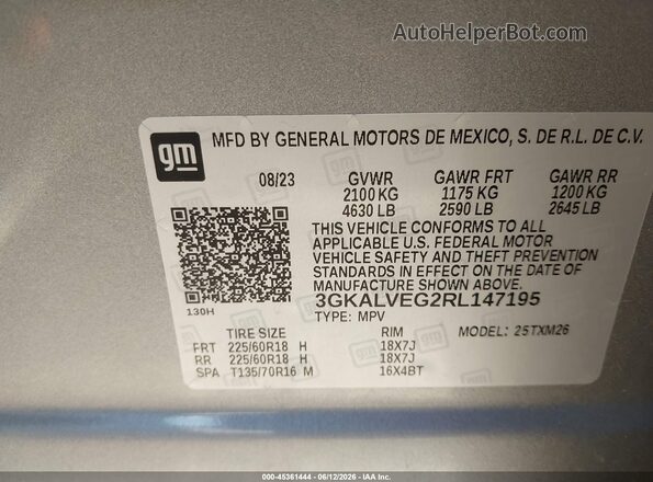 3GKALVEG2RL147195 2024 GMC TERRAIN Silver Engine compartment view