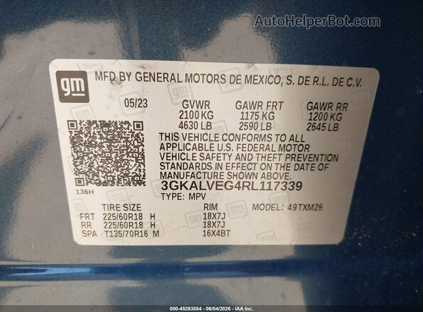 3GKALVEG4RL117339 2024 GMC TERRAIN Blue Engine compartment view