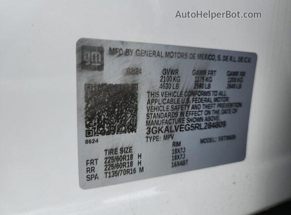3GKALVEG5RL284809 2024 GMC TERRAIN White 