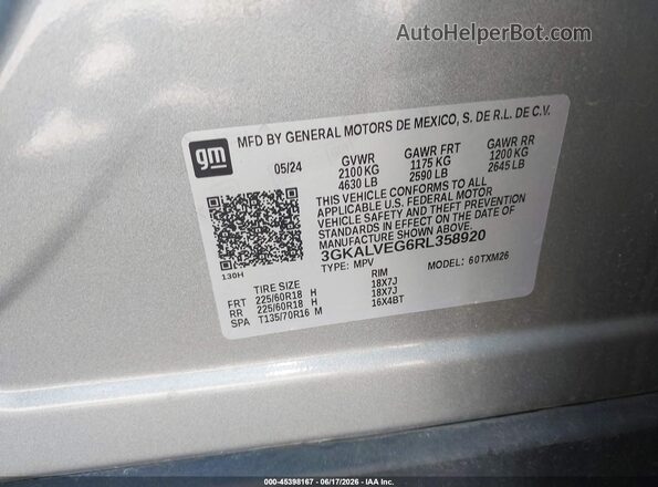 3GKALVEG6RL358920 2024 GMC TERRAIN Gray 