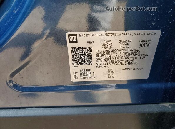 3GKALVEG9RL148036 2024 GMC TERRAIN Blue Engine compartment view