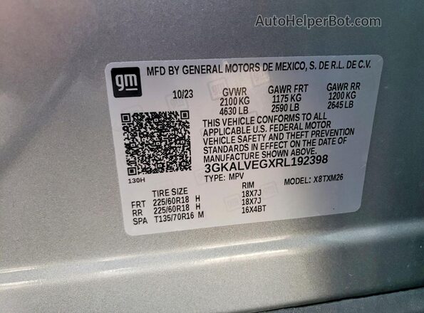 3GKALVEGXRL192398 2024 GMC TERRAIN Silver Engine compartment view