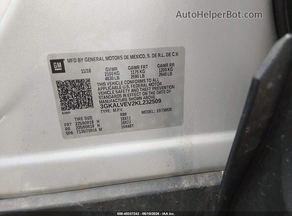 3GKALVEV2KL232509 2019 GMC TERRAIN Silver Widok komory silnika